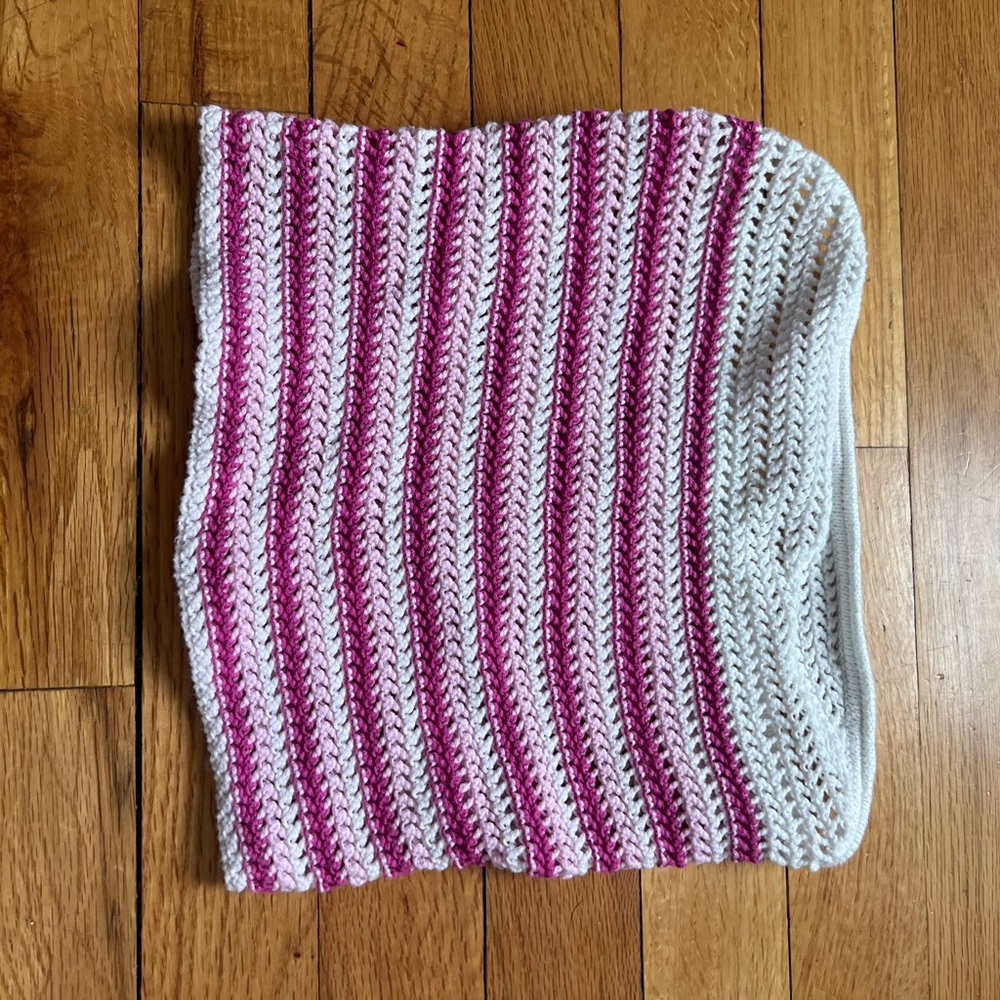 Pink and White Striped Knit Tube Top